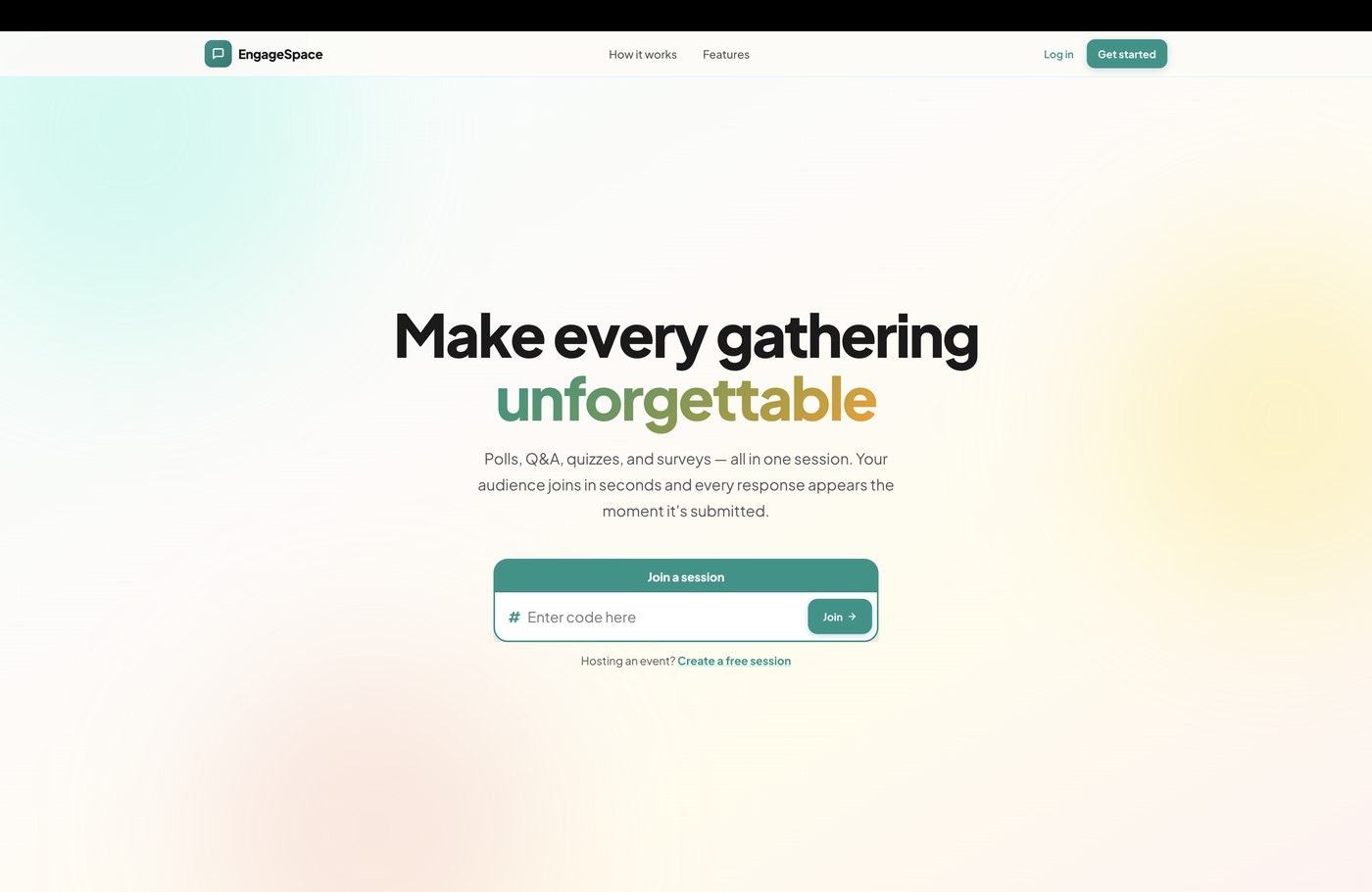 EngageSpace landing page