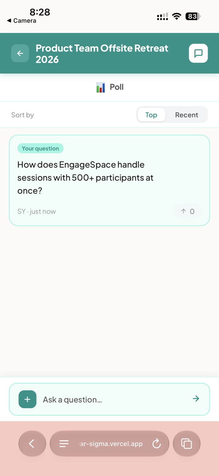 Mobile view of a submitted question in the Q&A feed